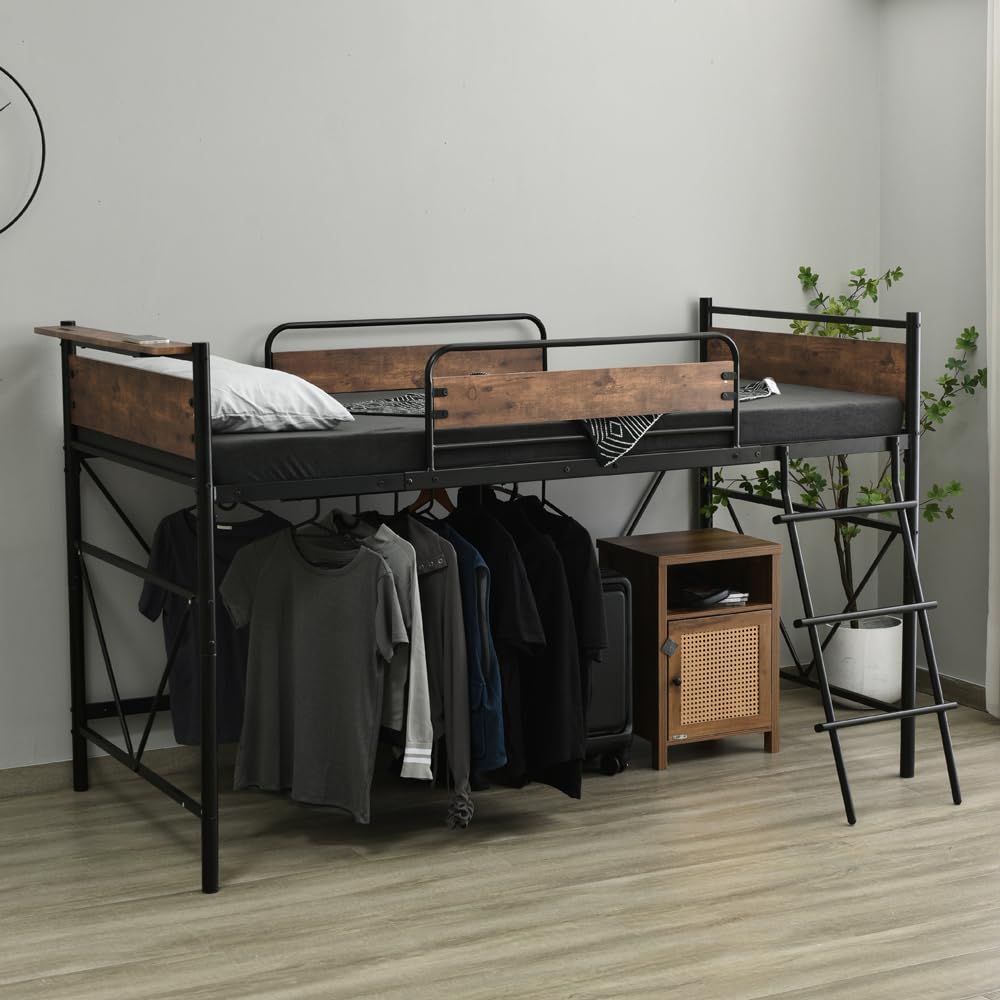 Amazon｜ロフトベッド パイプベッド シングル 耐荷重150kg 高さ125cm